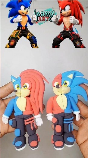 Sonic Amy Rose Red and blue Characters Coror mixing Sonic Colour Mixing Battle made of from clay 🔴🔵🤔