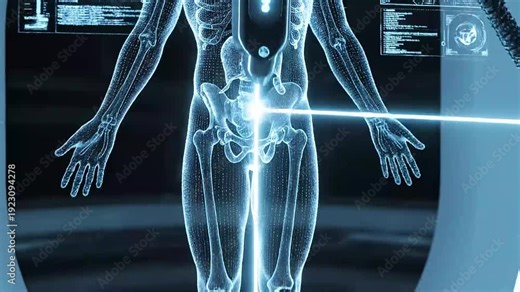 Futuristic Medical Scan of Human Body with Laser Technology and Digital Interface for Advanced Healthcare and Diagnostics
