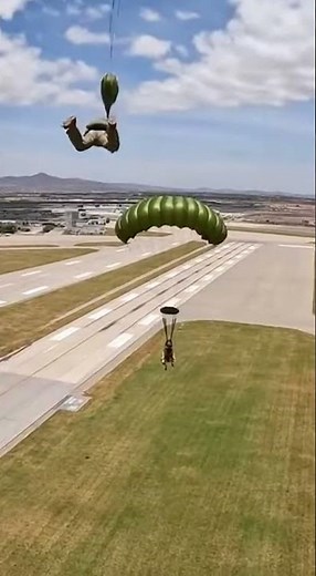 Military K9 Parachute Jump — Perfect Drop Zone Landing