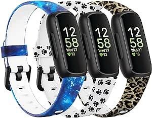 honecumi [3 Pack] Replacement for Fitbit Inspire 3 Bands Women, 3 Silicone Wristband Strap Band Bracelets Men, 3 Sport Colorful Floral Accessories Spring Summer Holiday,Small