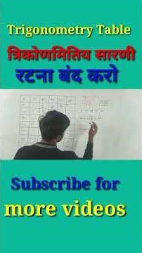 Trigonometry Table Trick | Important Trick