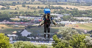 Domino's trials pizza delivery by jetpack to mark Elton John at Glastonbury