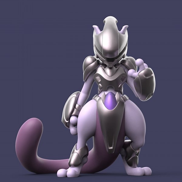 Mewtwo Figure With Armour - Full Color 3D Printed Model, Easy Assembly Pieces, 4k Resolution, Licensed Design - Etsy