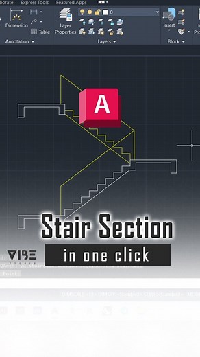 Vibe Studio | AUTOCAD TUTORIAL  Stair section in autocad. ( yq arch ) Plug in link in the bio. Follow for more: Instagram: @vibe_studio1 Youtube :... | Instagram