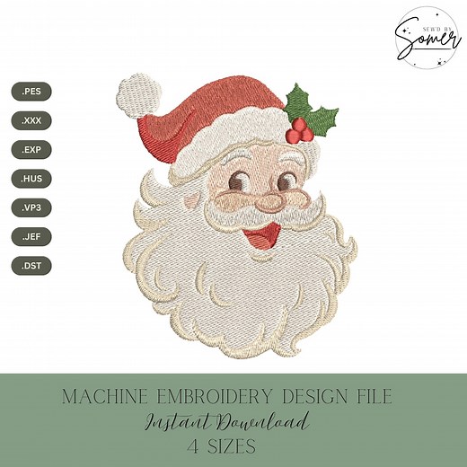 Vintage Santa Machine Embroidery Design – Christmas Stitch File (4 Sizes, Instant Digital Download) - Etsy Canada