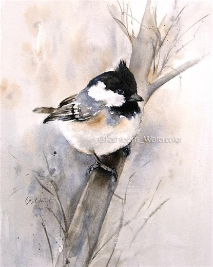 Bird Watercolor Painting - Chickadee | Coal Tit - Full Tutorial on Patreon available