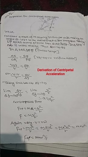 Derivation of Centripetal Acceleration