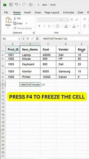 Find Any Item's Position in 1 Second! | MATCH Function in Excel #shorts #excel #exceltips #tech