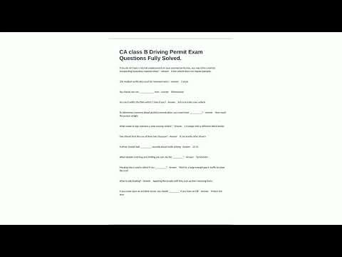 CA class B Driving Permit Exam Questions Fully Solved95