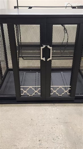 This luxurious high-end dog crate is a total steal at just $39.99! Sleek black metal frame with elegant mesh sides for ventilation, ornate silver handles, double doors, and a glossy black marble-style top that doubles as a chic end table. Perfect for blending style with function—your pup gets a secure, comfy spot while it elevates your home decor. Grab it before it’s gone at Goodwill Central Coast - Capitola! 🐶✨ #GoodwillFinds #DogCrate #ThriftTreasure #PetLuxury #CapitolaGoodwill