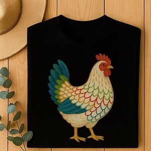 Chicken T-shirt, Colourful Hen Graphic Tee, Farm Life Cottagecore Shirt, Chicken Lover Gift, Country Animal Top - Etsy