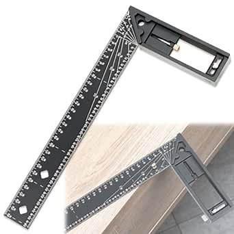 2024 New Multi-Angle Measuring Ruler,12" Combination Framing Square, Ruler with Marking Holes, Multifunctional Square Ruler for Precise Measurement, 10 Stop Angles (10° to 90°)