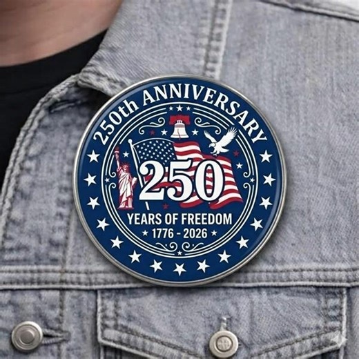 America 250th Anniversary Pin Button, Vintage 1776-2026 Commemorative Button, US Semiquincentennial Patriotic Badge for Independence Day - Etsy