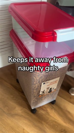 This set of 2 pet storage boxes are great. The larger one fits in 12kg kibble and is on wheels. The smaller one is perfect for treats or other pet supplies. I also have 2 sets which I use to store Tupperware and the smaller boxes are for medication. So many different uses not just pets #storage #tiktokshop #pets #springsale #dogfood