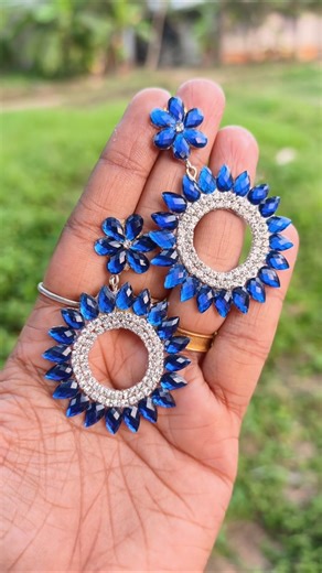 blue color diy earrings making #shorts