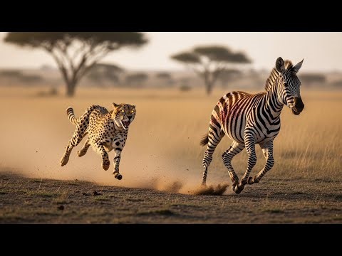 "Cheetah attack Zebra: Heart-Stopping Chase in the African Savanna!"