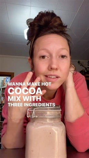 Cleaner homemade hot cocoa mix, just 3 simple ingredients: powdered milk, powdered sugar and cocoa.