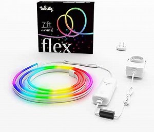 Twinkly Flex 7ft, LED Tube Multi Color, RGB LED Strip Flexible, Compatible with Alexa and Google Home, Gaming Lights, 16 M+ Colors, USB C Powered, App Mapping, White Wire