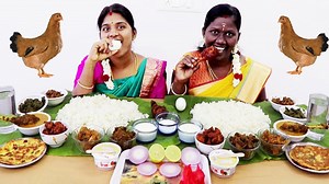full non veg meals in country chicken special eating challenge in foodies family | Foodies Family