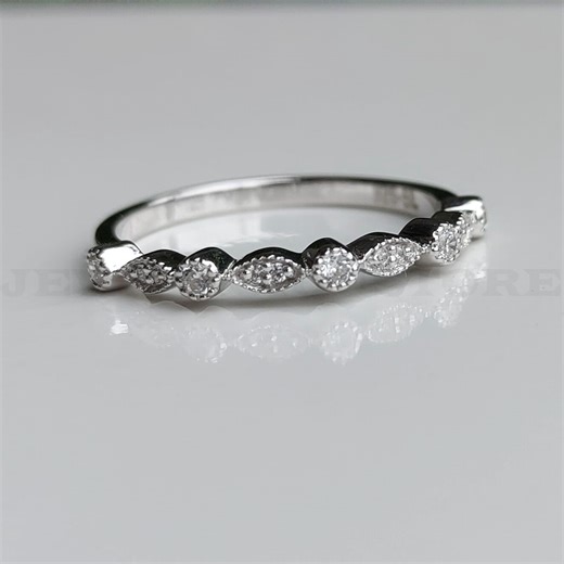 1880s Vintage Art Deco Diamond Wedding Band Ring, Diamond Eternity Ring, Stackable Band, Vintage Diamond Band, Retro Anniversary Band Ring - Etsy