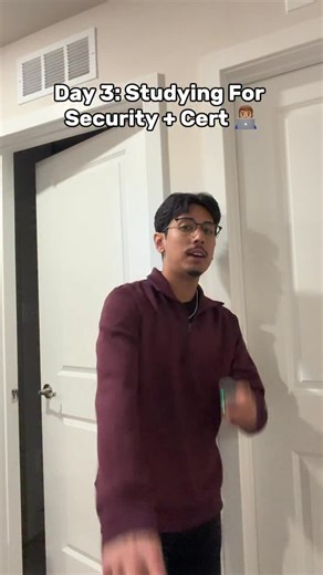 Nav on Instagram: "Day 3 studying for the CompTIA security+ exam! Professor messer videos are complete, now going to finish up the practice exams and study the acronyms. #career #tech #cybersecurity techtok"