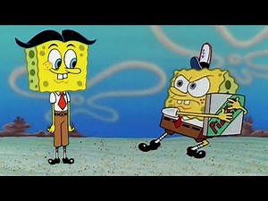 Stanley Squarepants trying to get a pizza from Spongebob