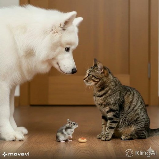 A dog, a cat, and a hamster — the final treat battle! 🍪