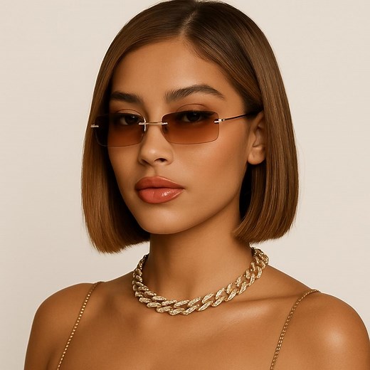 Trendy Colorful Rimless Sunglasses | Y2K Aesthetic Tinted Glasses | Retro Gold Frame Eyewear for Women Fashion Street Style Summer Vacation - Etsy