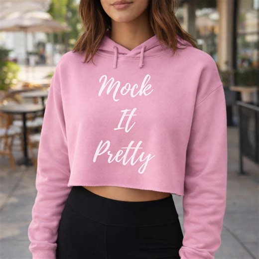 Mauve Crop Hoodie Mockup - Lane Seven LS12000, Female Model (PNG, JPG, Digital Files) - Etsy