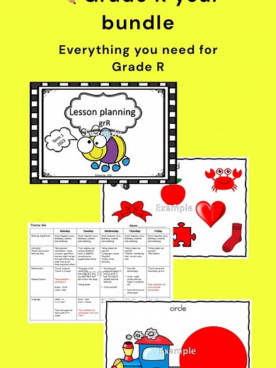 Grade R Bundle – everything in ONE place! No more planning stress for teachers & parents 🙌 ✔ 4 workbooks ✔ 4 lesson planning books ✔ Report cards included ✔ CAPS aligned ✔ Printable PDF – instant download 💛 Print & use immediately 📲 WhatsApp to order: 073 295 9585 #grader #preschoolteacher #teacherresources #capsaligned #homeschoolsa #southafricanteachers