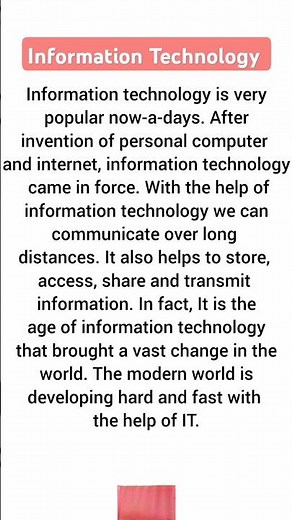 Information Technology #shorts #paragraph #essay #english