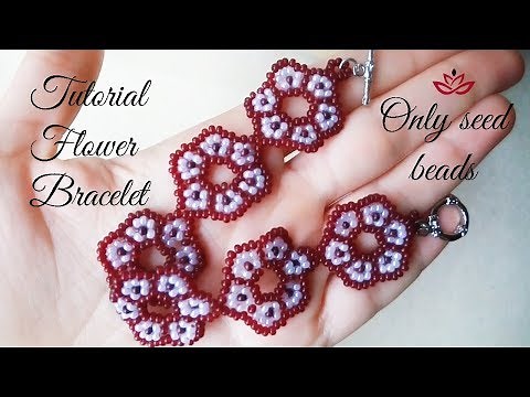 Beaded flower bracelet (only seed beads) - tutorial