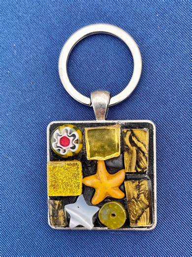 Yellow Mini Mosaic Glass and Bead Keychain - Etsy