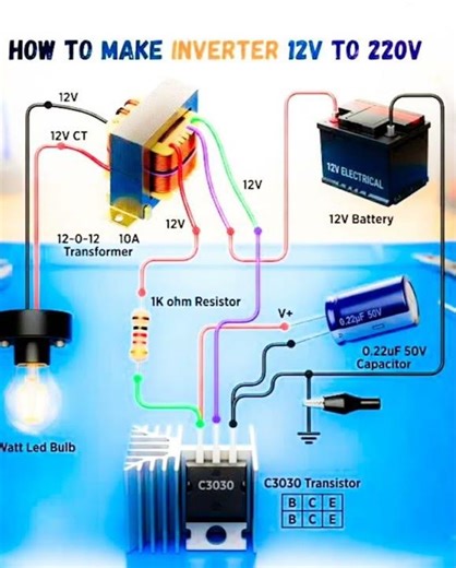 Diy Mini Inverter circuit.. 🔋🔌How To Make inveter 12v to 220v.. 🔌🔋👌👌voltage Regulator circuit..