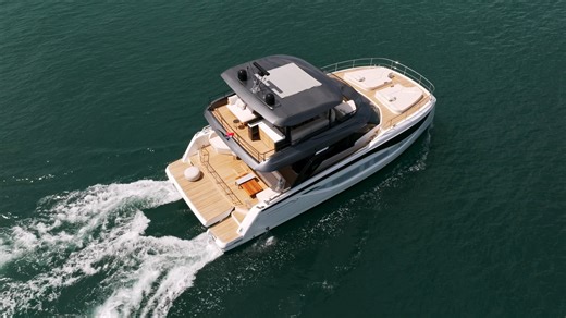 One of Prestige Yachts’ two new models in 2025, the 59-foot M7 is the third model in the French builder’s growing M-Line of multihull motoryachts. | Yacht Style