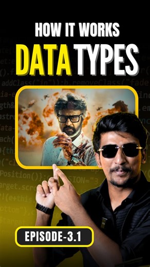 Gamaliel Das | Coding Coach | Hackathon Specialist on Instagram: "Comment "code" for Masterclass Link 🙌📈 🎬 Movies + Coding = The Ultimate Learning Experience! What if your favorite movie could teach you coding? Sounds fun, right? 🎥✨ In Episode 3, we’re diving into data types with relatable examples: 👉 String: Movie names like "Maharaja" 🎞️ 👉 Integer: Release years like 2024 📅 👉 Float: Box office collections like 125.75 💰 👉 Boolean: Hit or Flop? True or False! ✅ 💡 Why is this importan