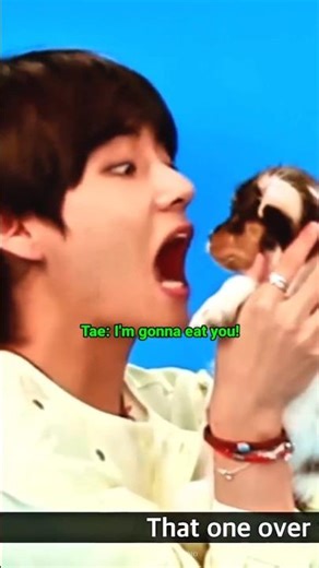 Tae scared the little puppy! 🐶 #bts #shorts #v #taehyung #kpop