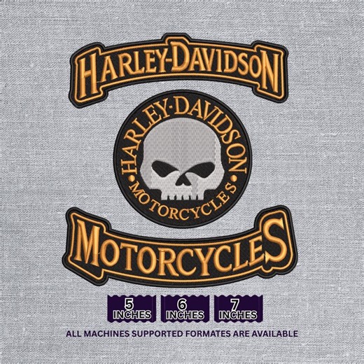 Biker Skull Patch Embroidery Design, Motorcycle Club Style Back Patch Machine File, Rider Jacket - Etsy