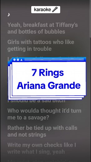 7 Rings - Ariana Grande #karaoke #lyrics #spotifylyrics #youtubelyrics #sing #arianagrande #singalong #7rings #7ringsarianagrande