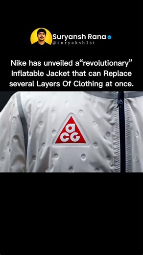 Suryansh Rana on Instagram: "Nike has unveiled a “revolutionary” inflatable jacket that can replace several layers of clothing at once. Thanks to its adjustable air chamber fill level (it comes with a mini pump), the Therma-FIT Air can function both as a lightweight windbreaker and as a jacket that provides warmth comparable to a down coat. For now, it won’t be available for sale — the jacket will be issued to Team USA for the Milan Olympics. #instatech #gadget #india #automation #it #computersc
