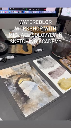Watercolor Workshop in Sketching Academy with Michael Solovyev. DANIEL SMITH: Artists' Materials Escoda brushes #watercolorworkshop #watercolorartwork #watercolorpractice | Michael Solovyev Studio