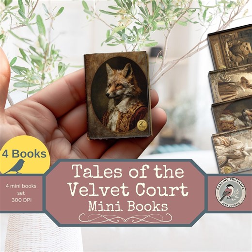 Tales of the Velvet Court 4 Mini Books Kit | Printable Renaissance Animal Books | Vintage Junk Journal Ephemera - Etsy