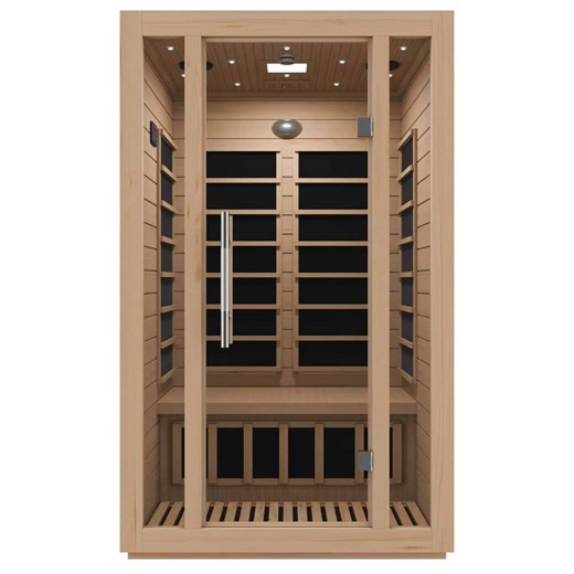 Check The Home Depot's Q&A Before Buying: SaunaSpa S08HD Series 2-Person Indoor Hemlock Wooden Low EMF Carbon FAR Infrared Home Sauna Room with LED Touch Control Panel