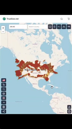 TrueSize.net on Instagram: "The true size of the Roman Empire ~200 AD | Made with TrueSize.net #truesize #geography #history #romanempire #fyp #maps #geoguessr #geografia"
