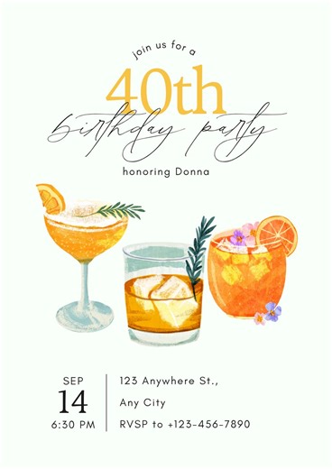 Editable Birthday Invitation | Cocktail Party Template | Printable Birthday Invite | Digital Download - Etsy