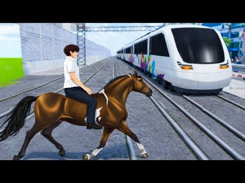 3D Driving Class Horse vs Metro Challenge 🚆 | Realistic Driving Gameplay | GaMiNG WiTh CaR