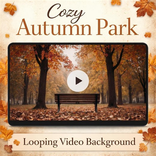Autumn Background Loop Video | Cozy Ambience Nature Scene, Park Bench Motion Background | Relax, Streaming, Youtube, Church, Even - Etsy