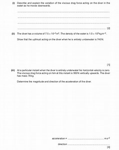 (i) Describe and explain the variation of the viscous drag forc... | Filo