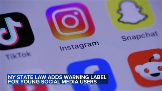 Under New York state law, social media platforms will be required to display labels warning of the dangerous impact that certain app features can have on a young user's mental health.
