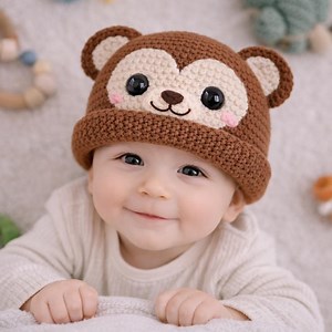 Crochet Monkey Baby Hat Pattern PDF, Cute Animal Beanie, Newborn Toddler Winter Cap, Easy Amigurumi Monkey Hat Digital Download - Etsy UK